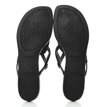 Hermes Rubber Womens Egerie Sandals 38 Black 5 of 9