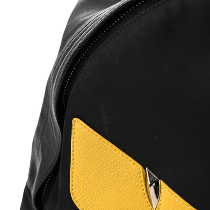 Fendi Nylon Vitello Liberty Vitello Dolce Monster Eyes Rounded Backpack Black Sunflower 14 of 15