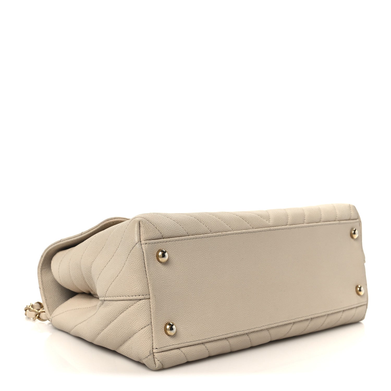 Chanel Caviar Lizard Embossed Chevron Quilted Small Coco Handle Flap Beige 4 of 11