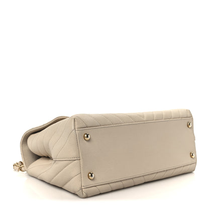 Chanel Caviar Lizard Embossed Chevron Quilted Small Coco Handle Flap Beige 4 of 11
