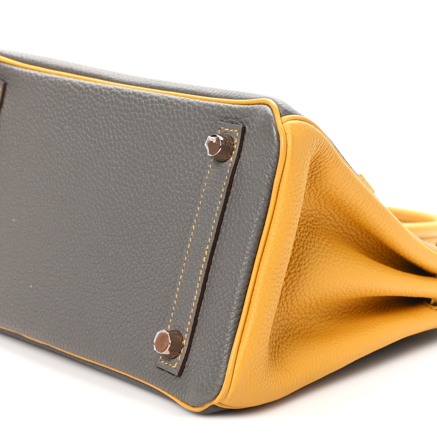 Togo Bi-Color Horseshoe Birkin 25 Etoupe Jaune Ambre