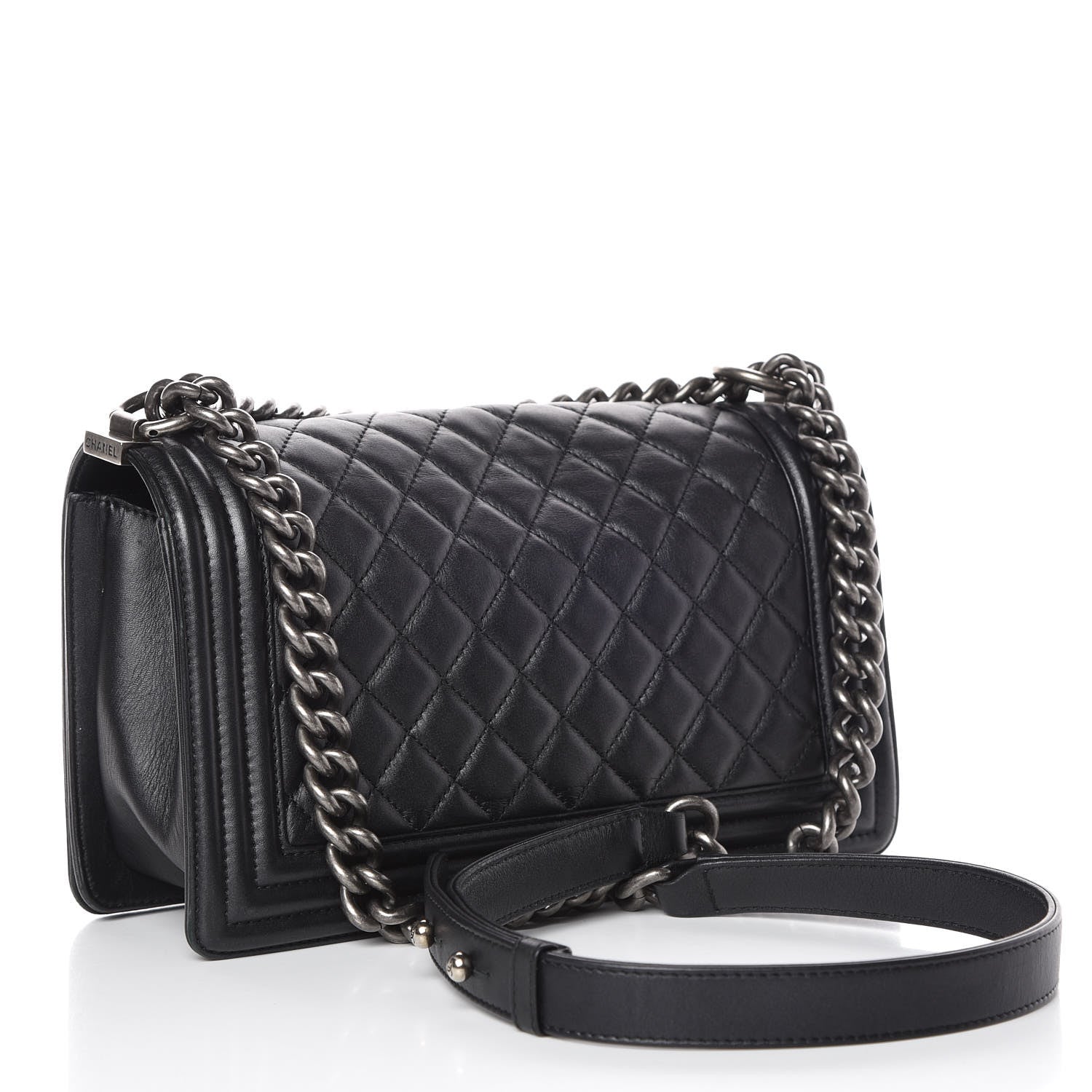 Chanel Metallic Calfskin Quilted Medium Boy Flap Black 3 of 15