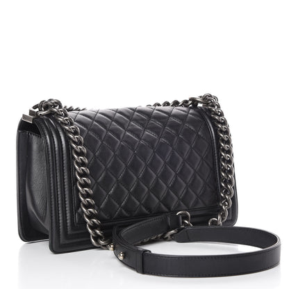 Chanel Metallic Calfskin Quilted Medium Boy Flap Black 3 of 15