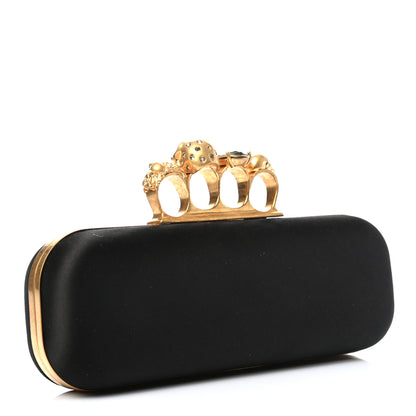 Alexander McQueen Satin Skull Knuckle Duster Box Clutch Black 3 of 8