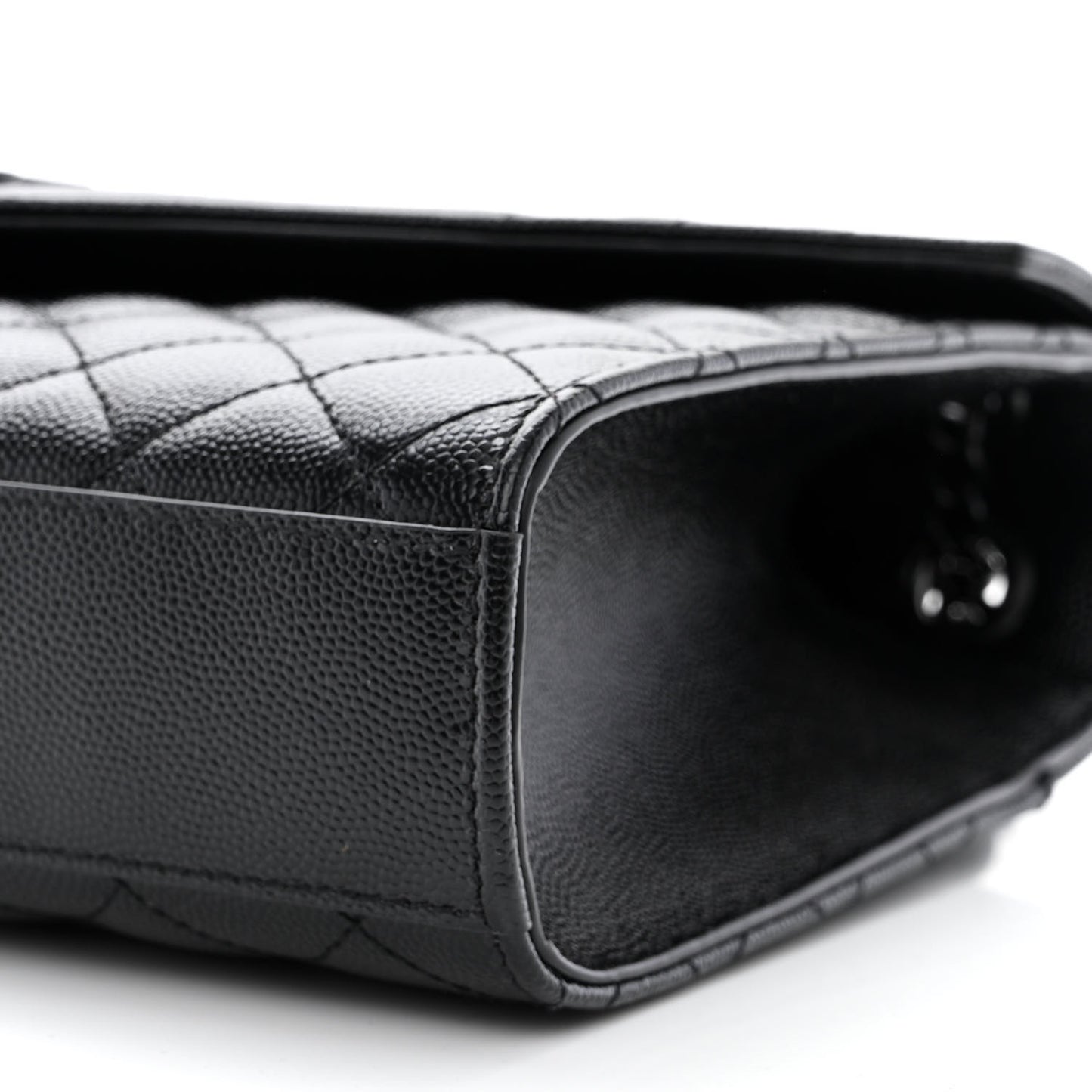 Grain De Poudre Textured Mixed Matelasse Triquilt Medium Monogram Monochrome Satchel Black