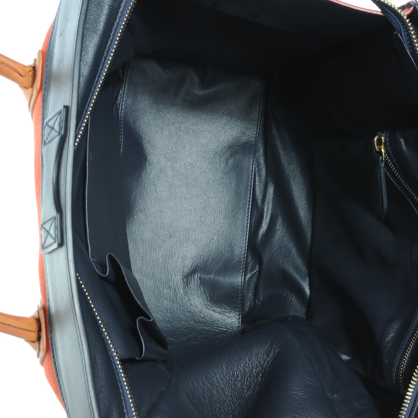 Leather and Linen Shoulder Luggage Tri-Color Poppy