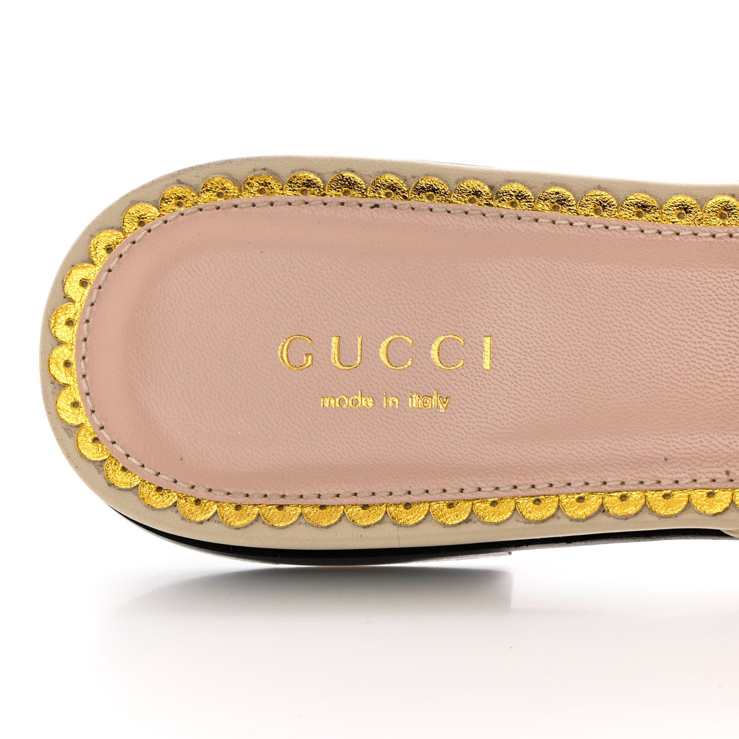 Gucci Nappa Queen Margaret Flat Slide Sandals 38 Vintage White 7 of 11