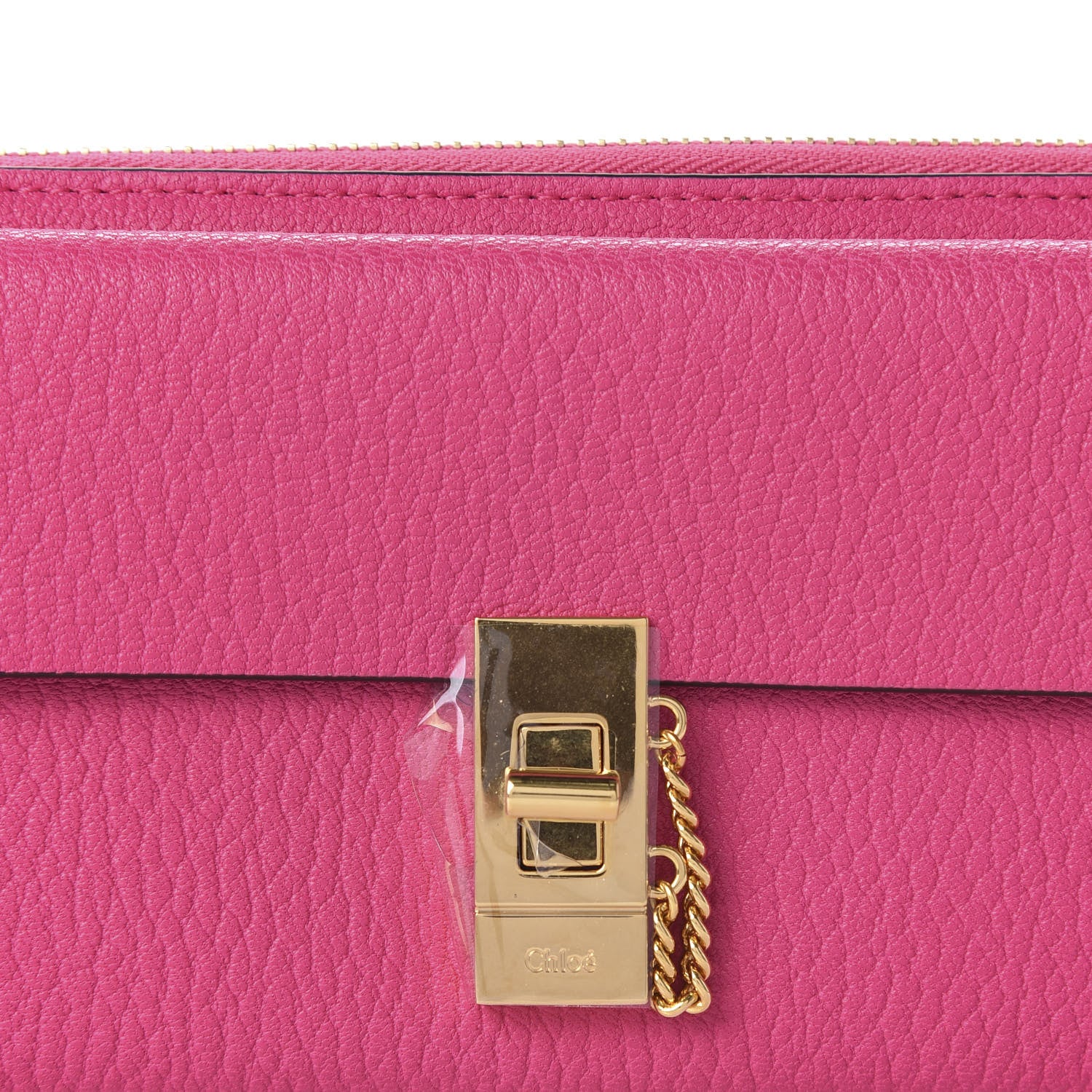 Chloe Grained Lambskin Drew Long Zipped Wallet Fuchsia Rose 9 of 10