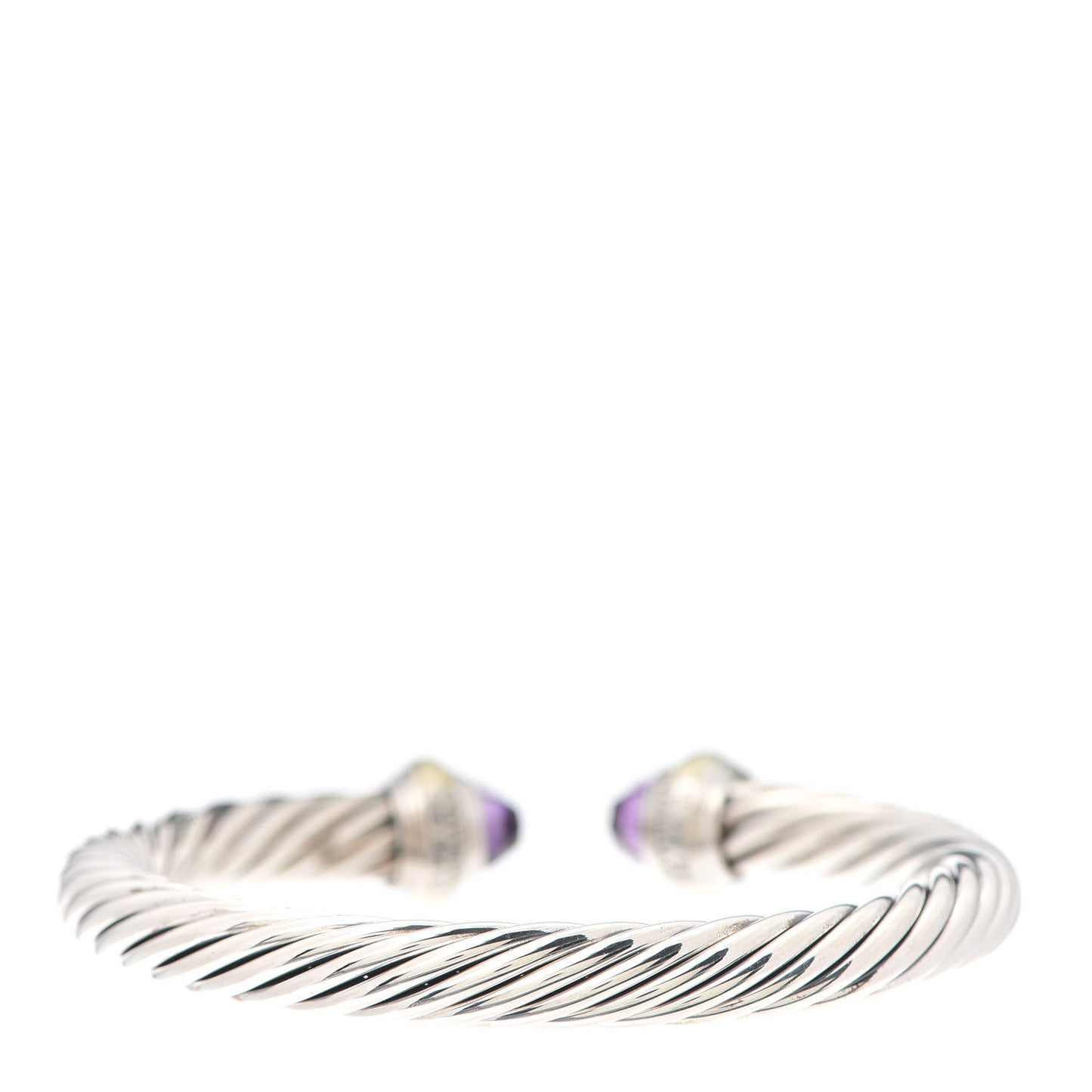 Sterling Silver 14K Yellow Gold Amethyst 7mm Cable Classics Bracelet