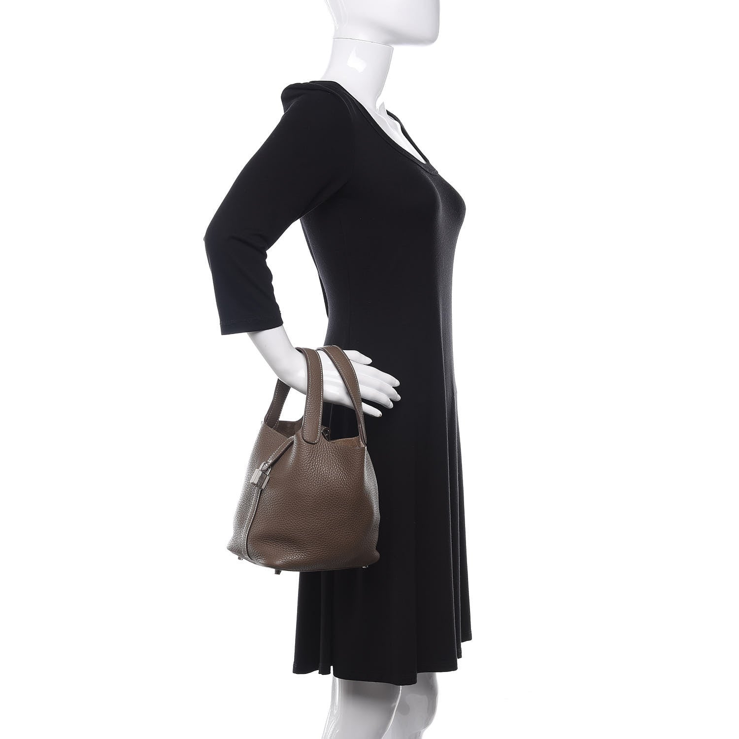 Hermes Taurillon Clemence Picotin Lock 18 PM Etoupe 2 of 10