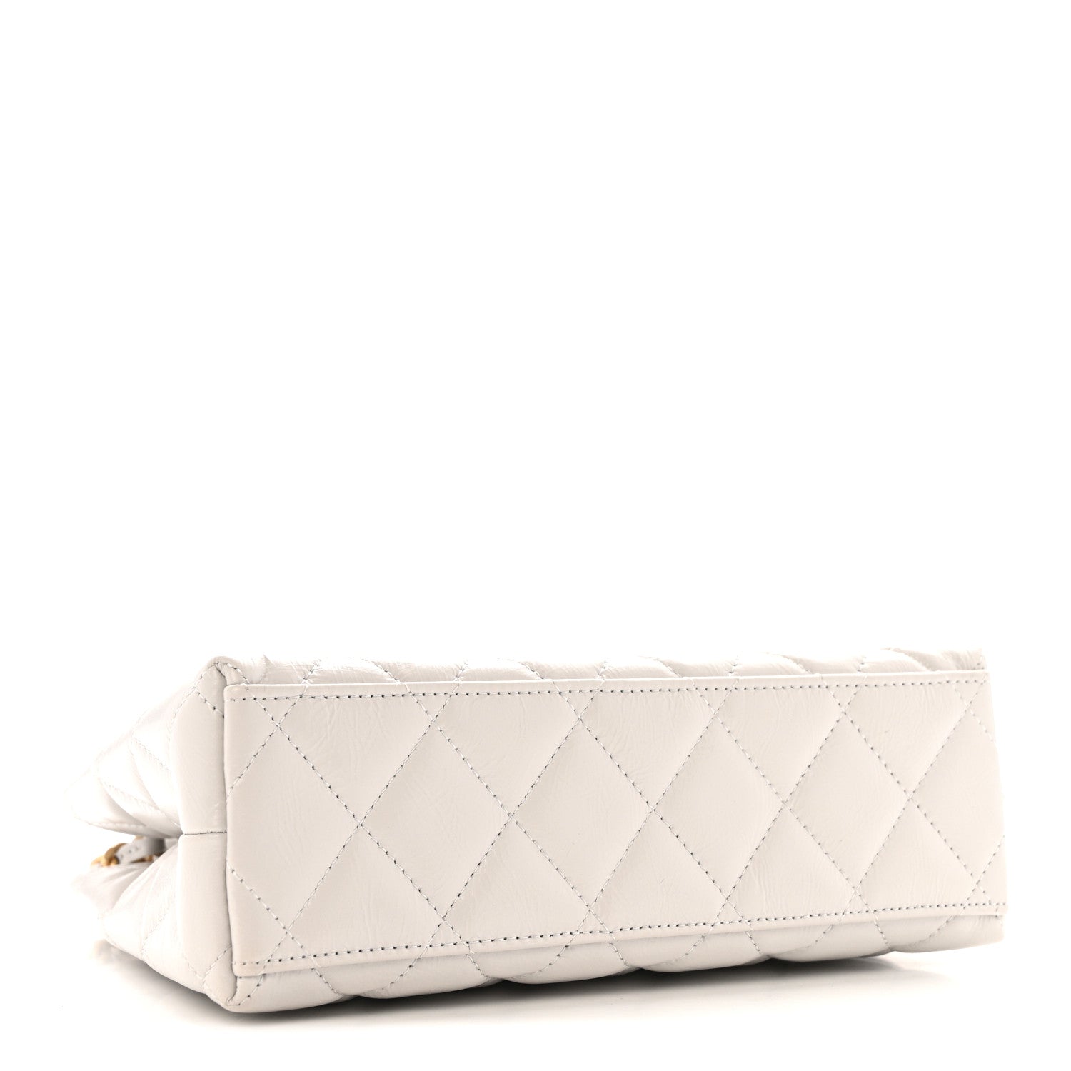 Chanel Shiny Aged Calfskin Quilted Nano Kelly Shopper Light Grey 4 of 11