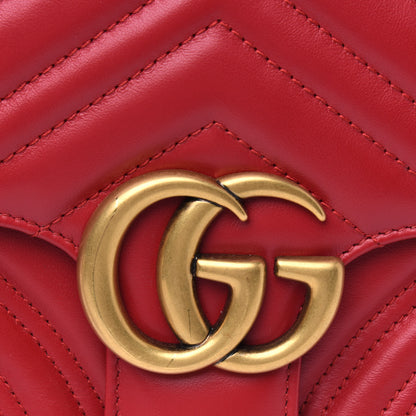 Gucci Calfskin Matelasse Sylvie Web Small GG Marmont Top Handle Shoulder Bag Hibiscus Red 4 of 4