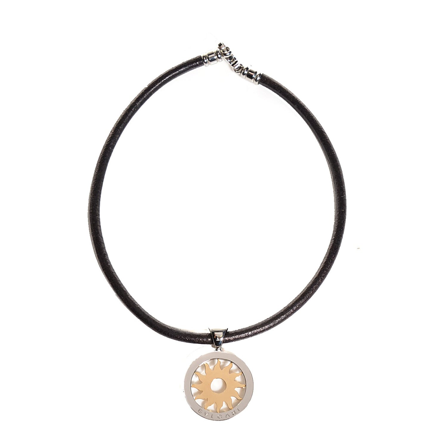 BVLGARI 18K Yellow Gold Stainless Steel Tondo Sun Necklace Pendant