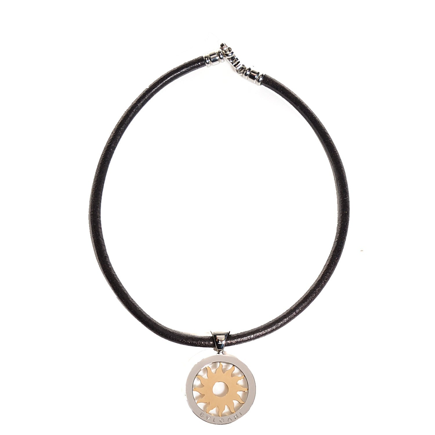 Bulgari BVLGARI 18K Yellow Gold Stainless Steel Tondo Sun Necklace Pendant 1 of 6