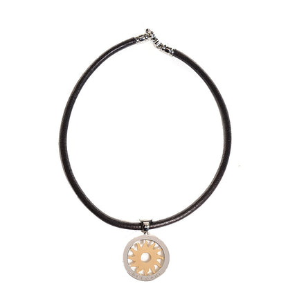 Bulgari BVLGARI 18K Yellow Gold Stainless Steel Tondo Sun Necklace Pendant 1 of 6