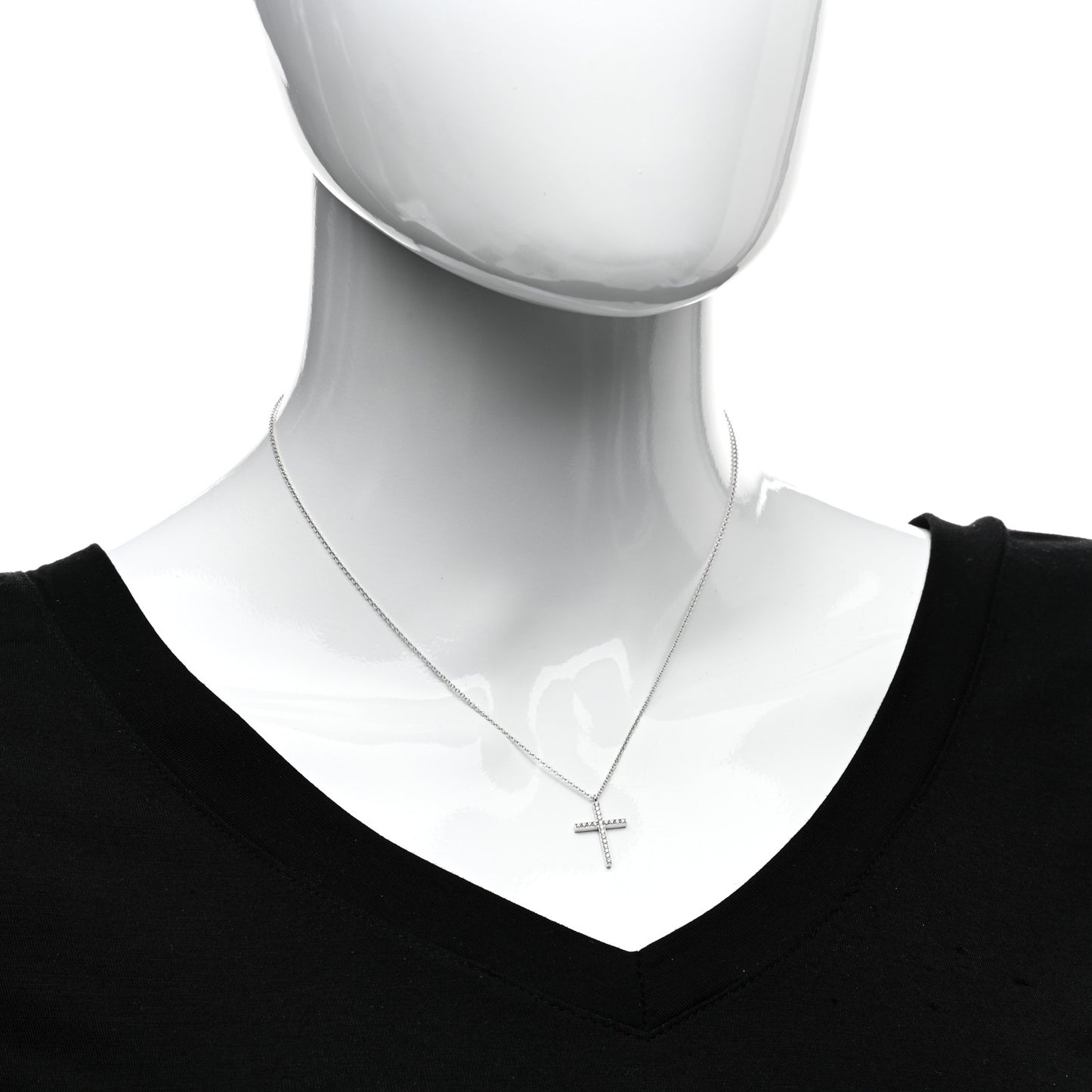 18K White Gold Diamond Cross Pendant Necklace