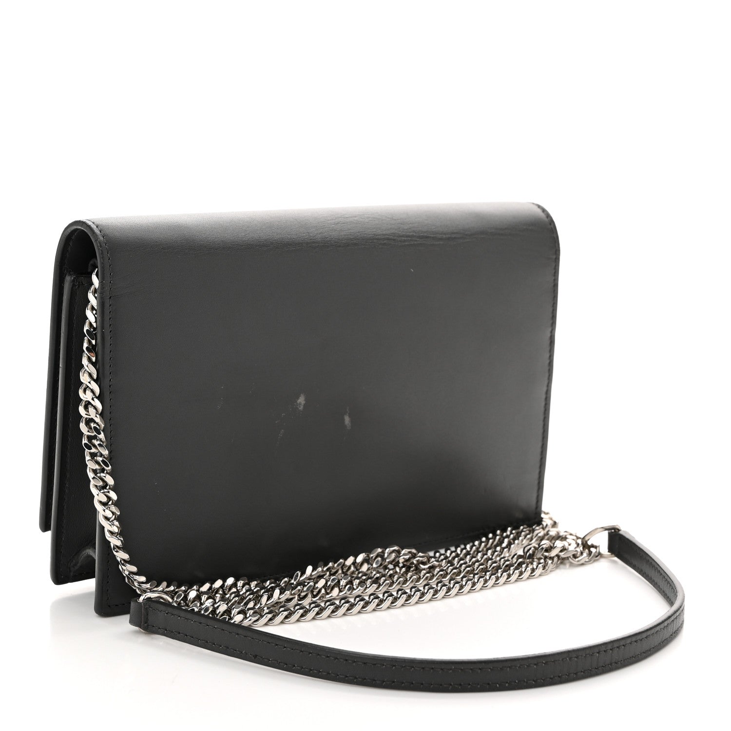 Saint Laurent Smooth Calfskin Classic Monogram Kate Tassel Chain Wallet Asphalt 3 of 11