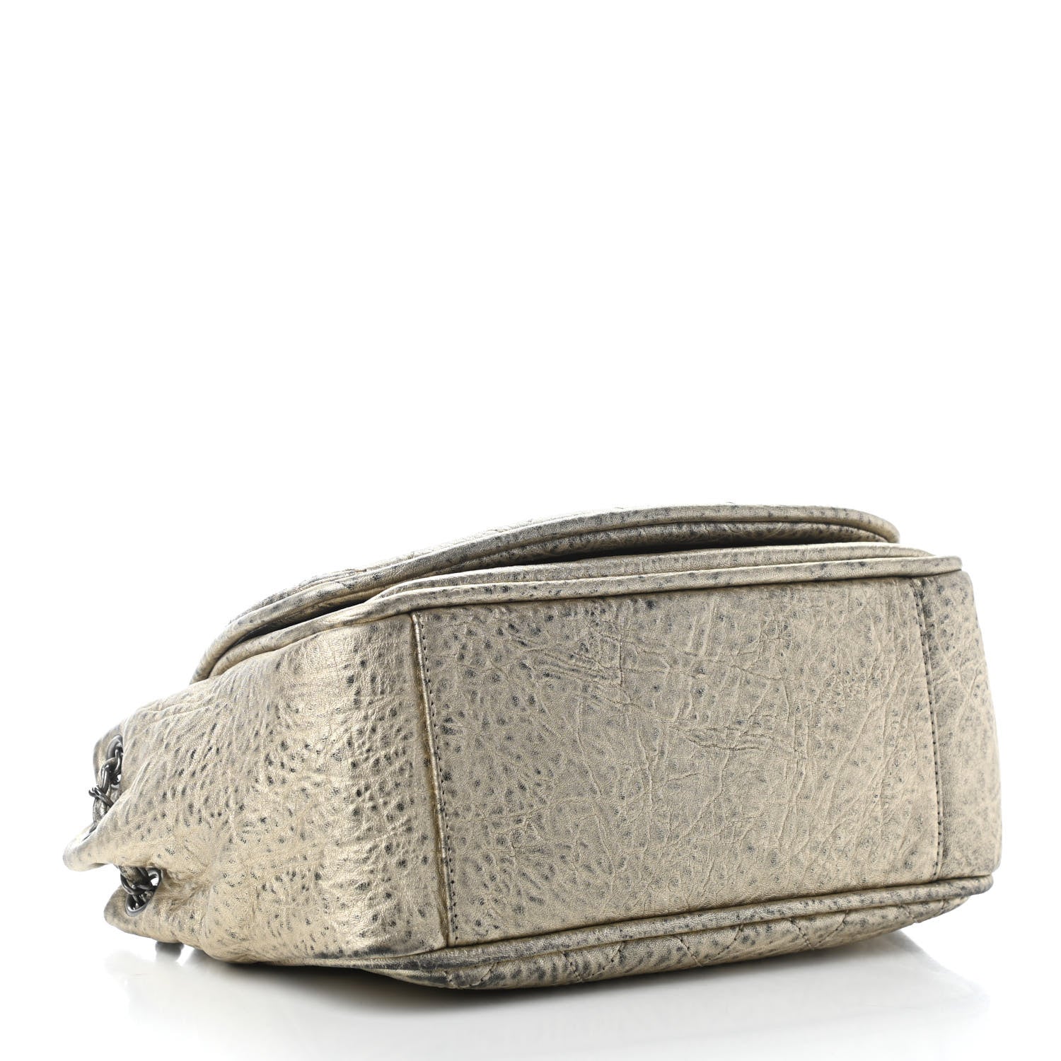 Chanel Distressed Metallic Lambskin Quilted Le Marais Ligne Flap Shoulder Bag Gold 4 of 9