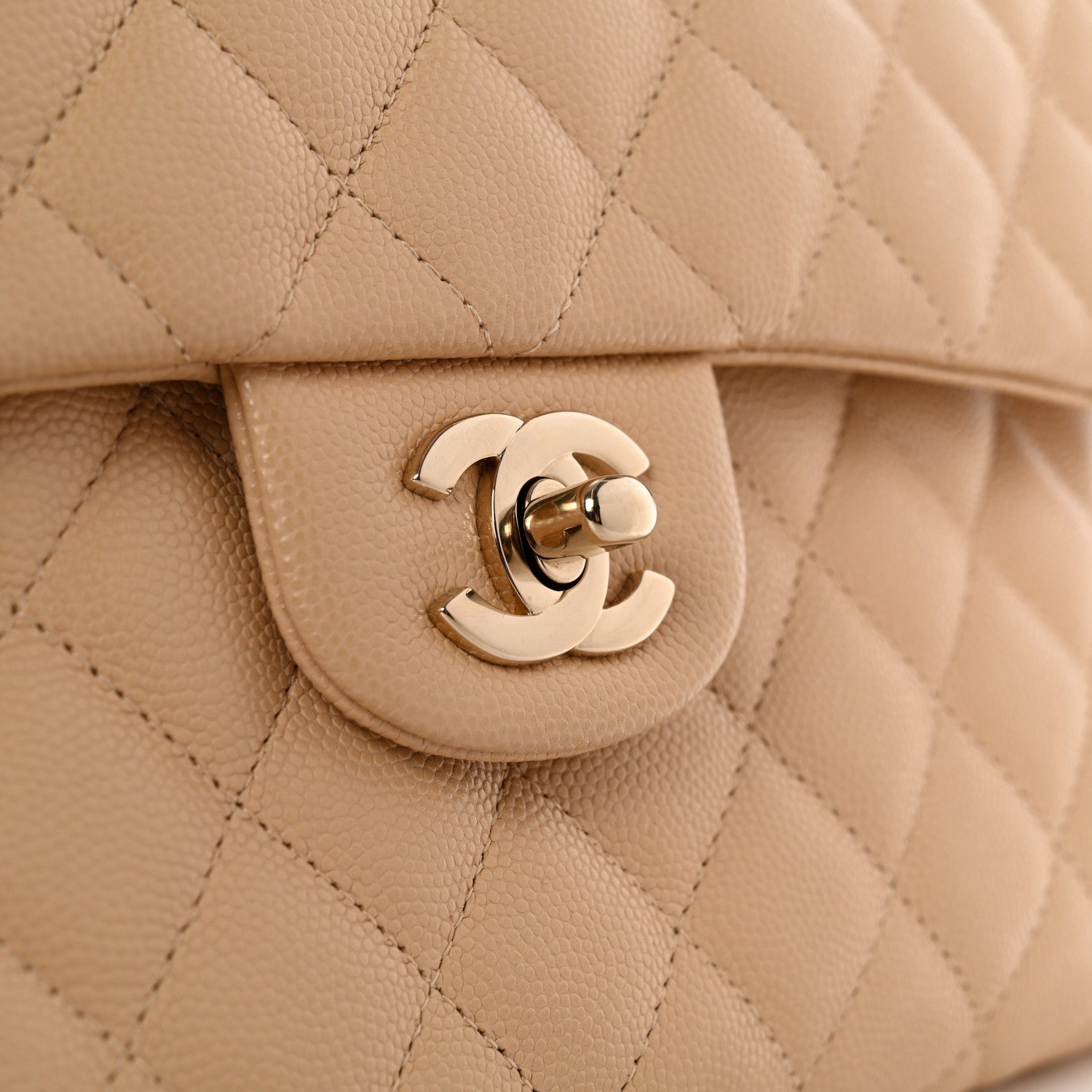 Chanel Caviar Quilted Flap Clutch Beige 8 of 8