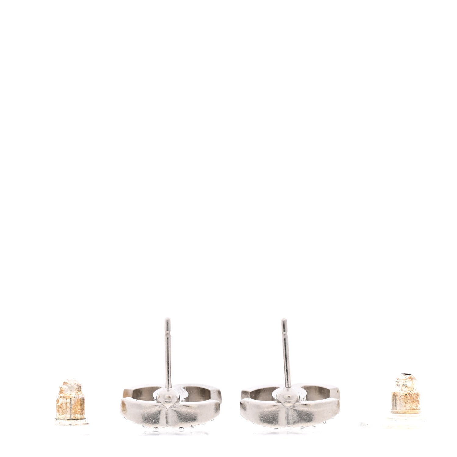 Chanel Crystal Pearl Flower CC Earrings Silver 3 of 5