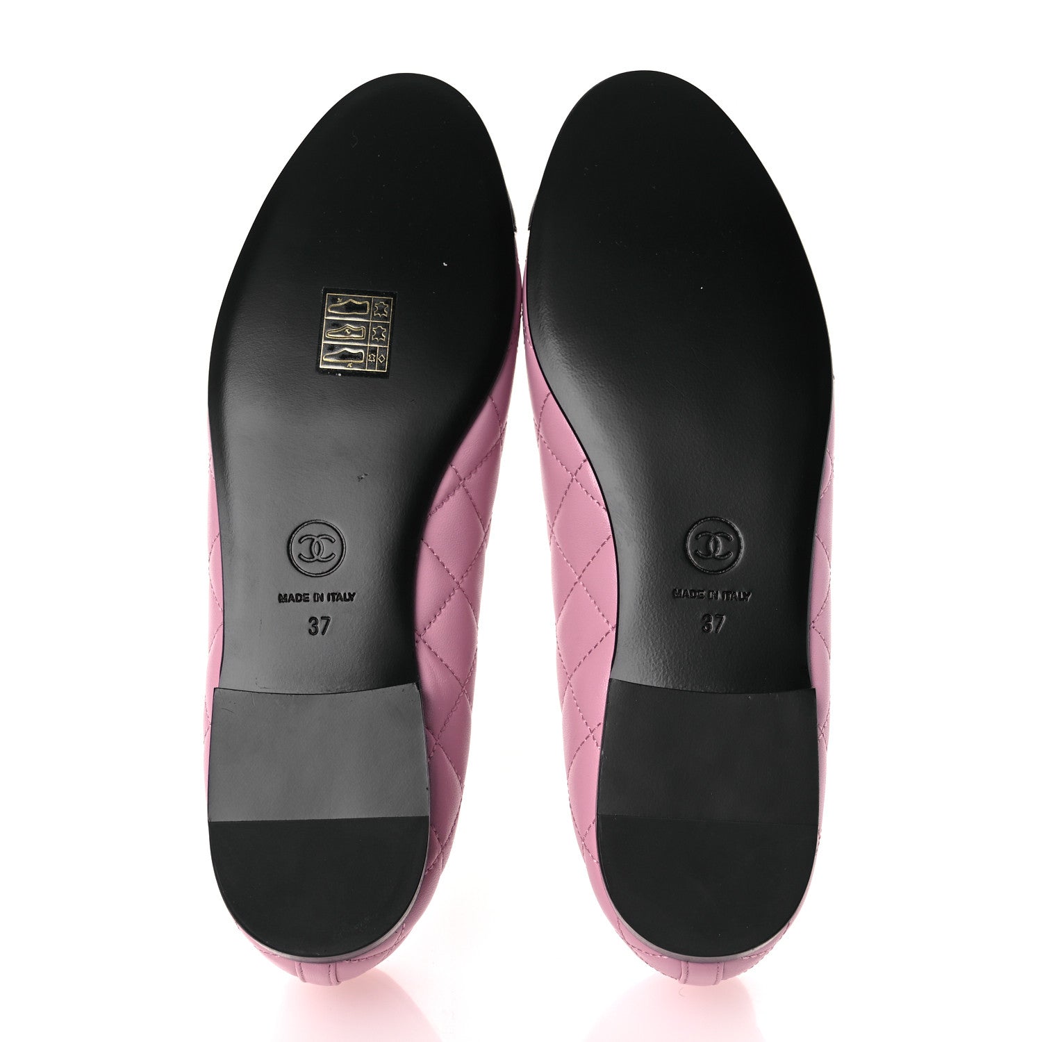 Chanel Lambskin Quilted CC Cap Toe Ballerina Flats 37 Light Pink Black 7 of 11