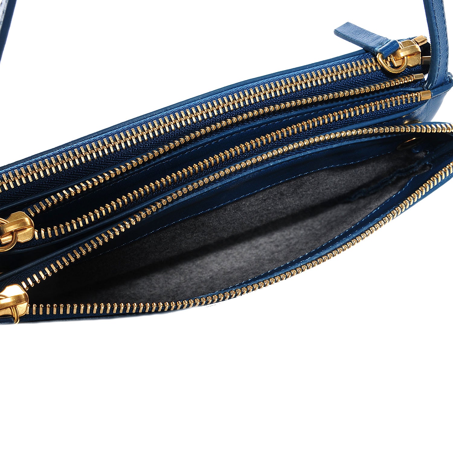 Celine Lambskin Small Trio Crossbody Bag Metallic Blue 5 of 8