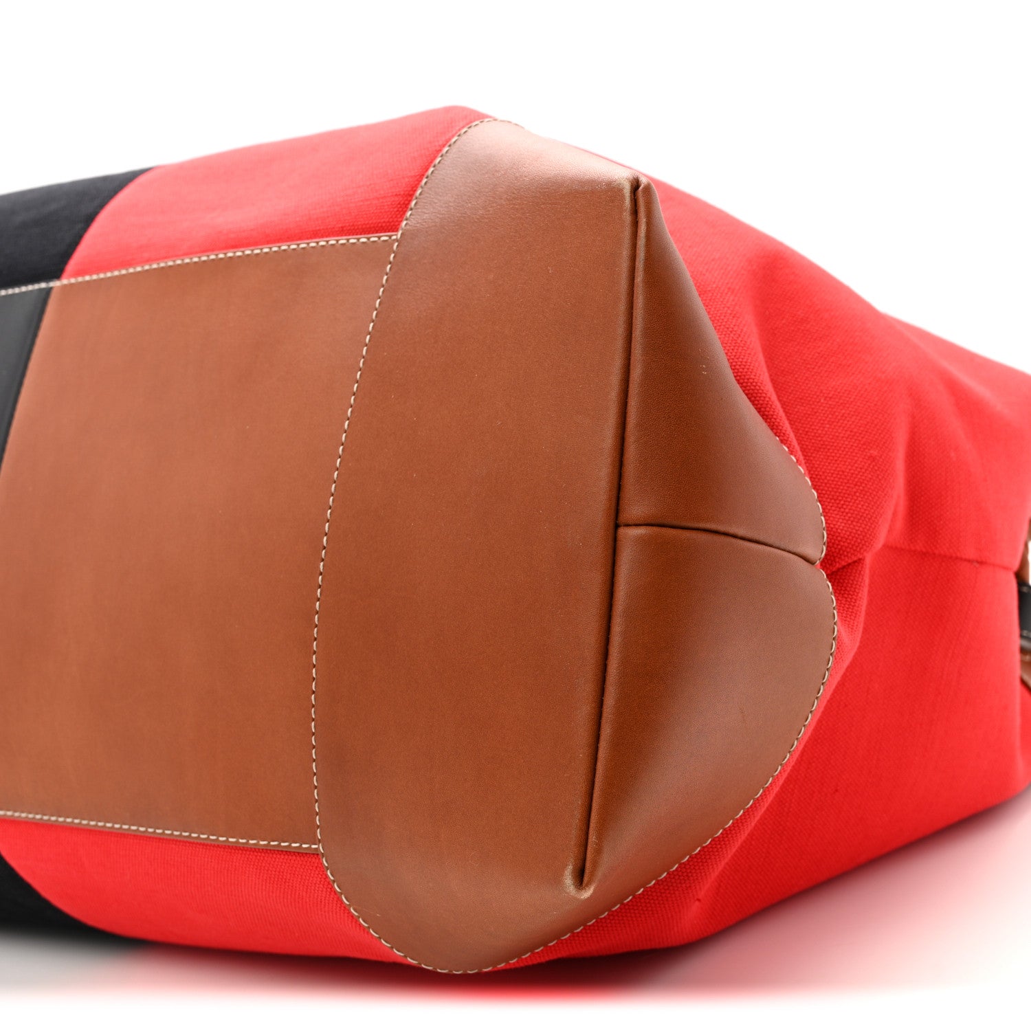 Bottega Veneta Canvas Calfskin Large Andiamo Voyager Shoulder Bag Black Scarlet Light Wood 8 of 11
