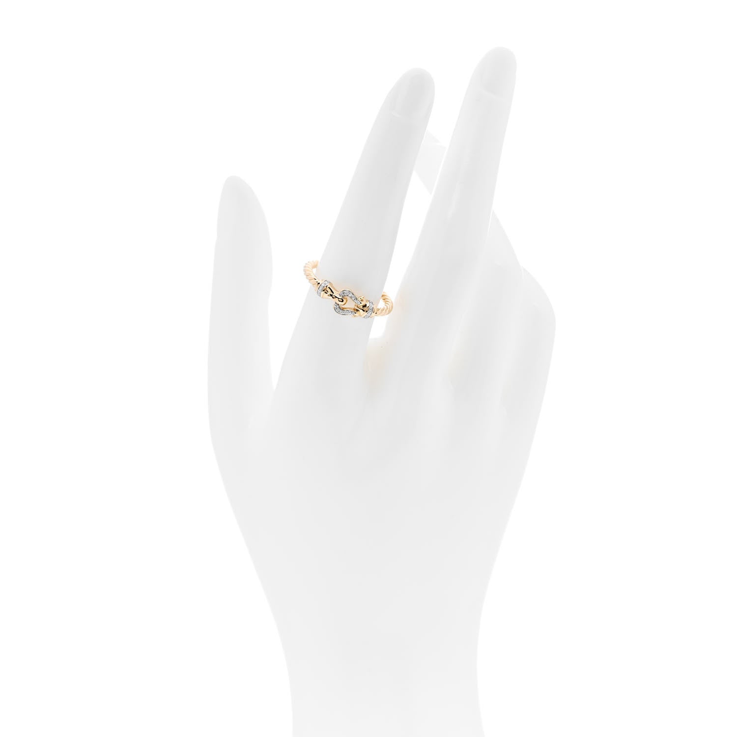 David Yurman 18K Yellow Gold Diamond Petite Buckle Cable Ring 54 7 2 of 4