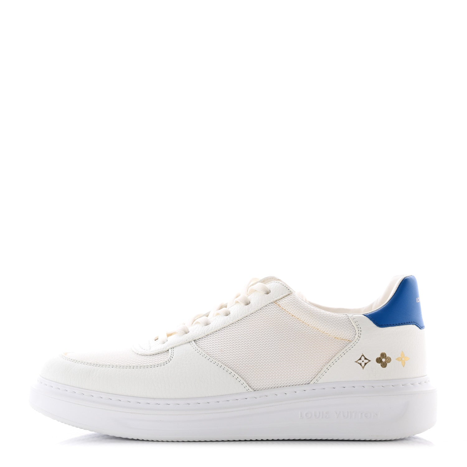 Louis Vuitton Calfskin Monogram Beverly Hills Sneakers 9 White Blue 1 of 21