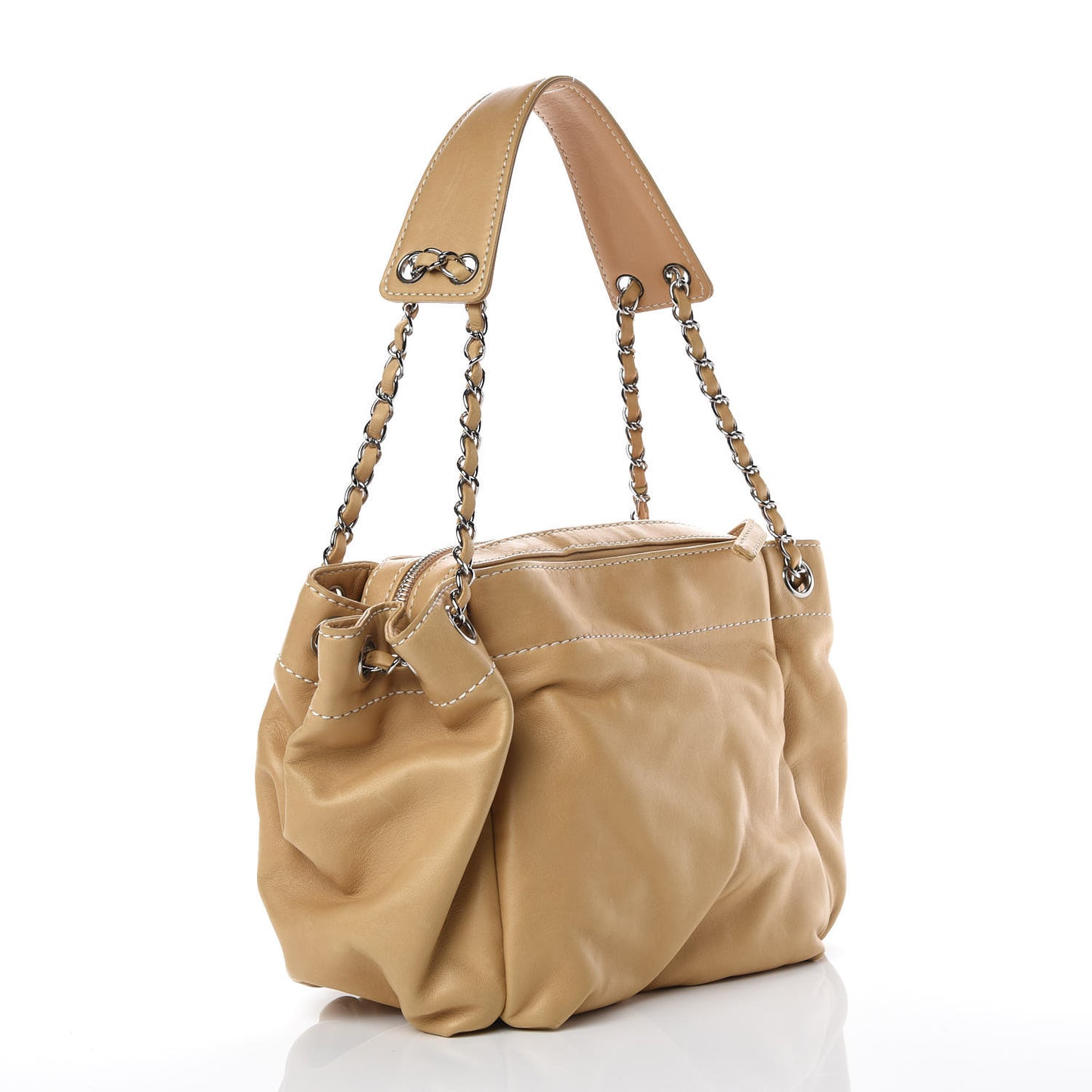 Lambskin Lax Accordion Hobo Beige