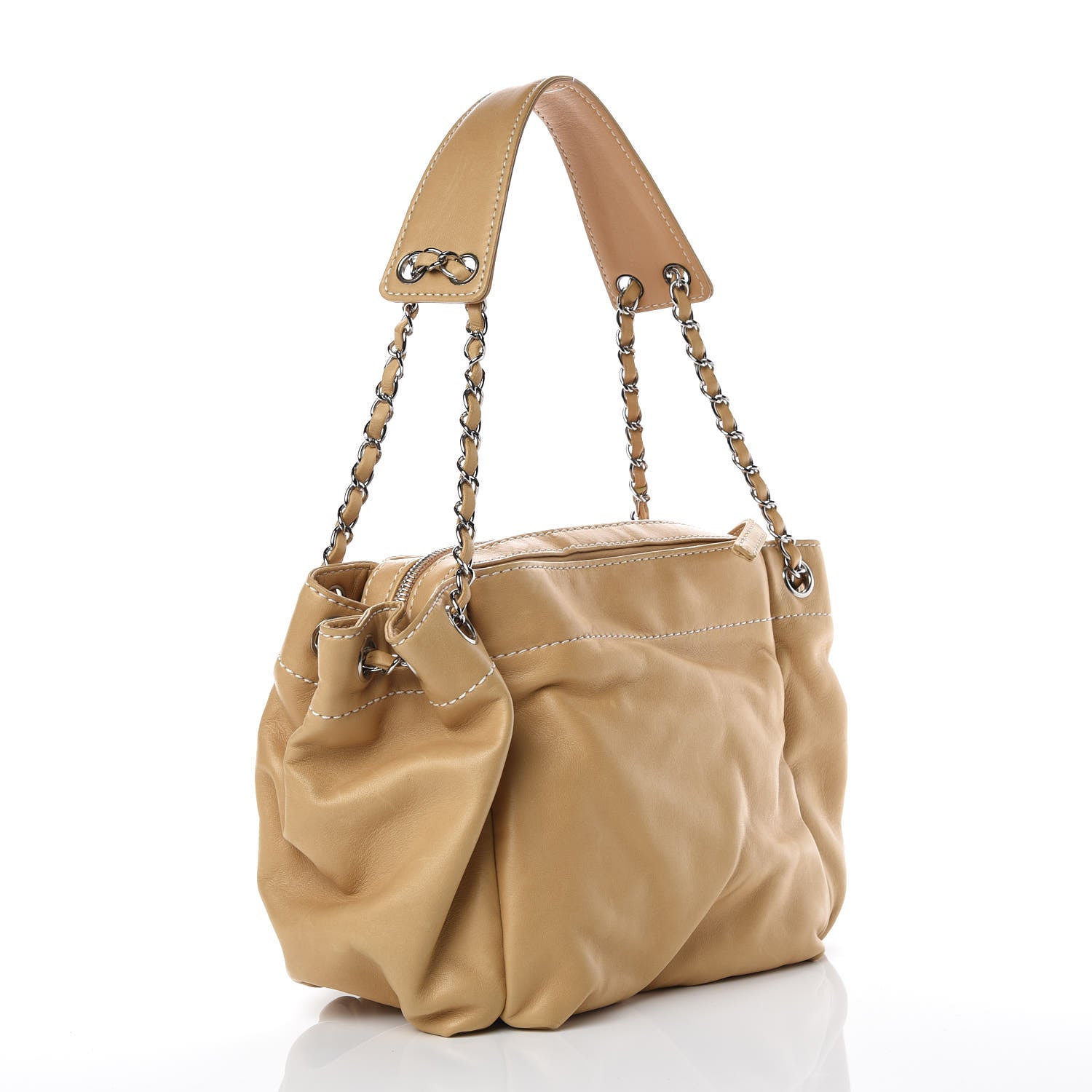 Chanel Lambskin Lax Accordion Hobo Beige 4 of 15