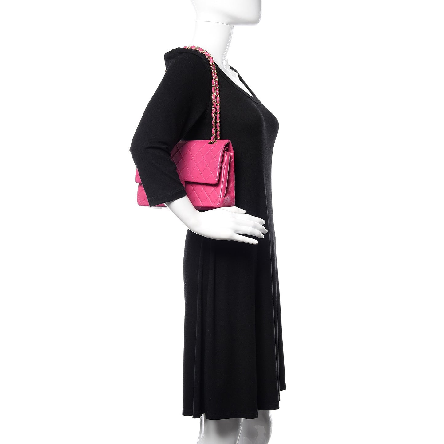 Lambskin Quilted Medium Double Flap Dark Pink