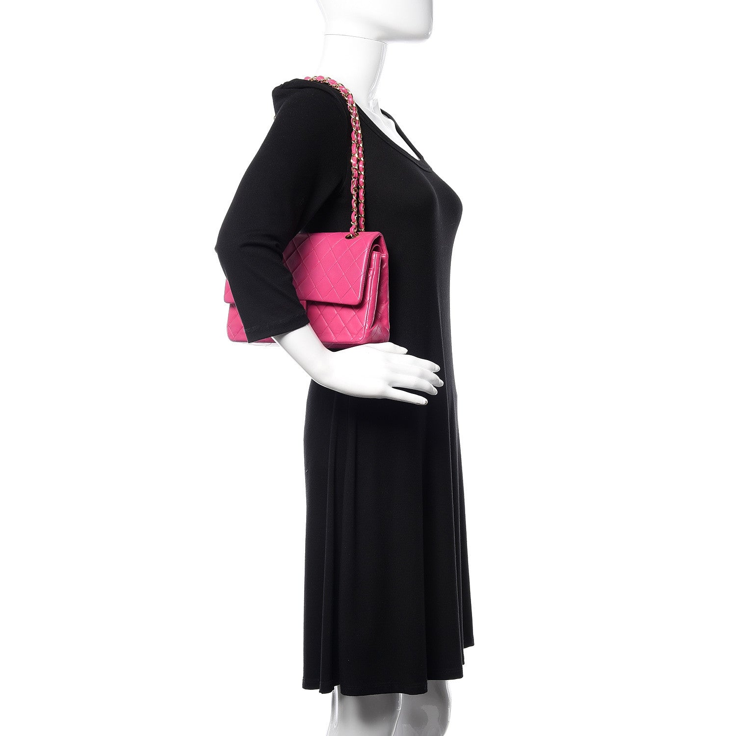 Chanel Lambskin Quilted Medium Double Flap Dark Pink 2 of 10
