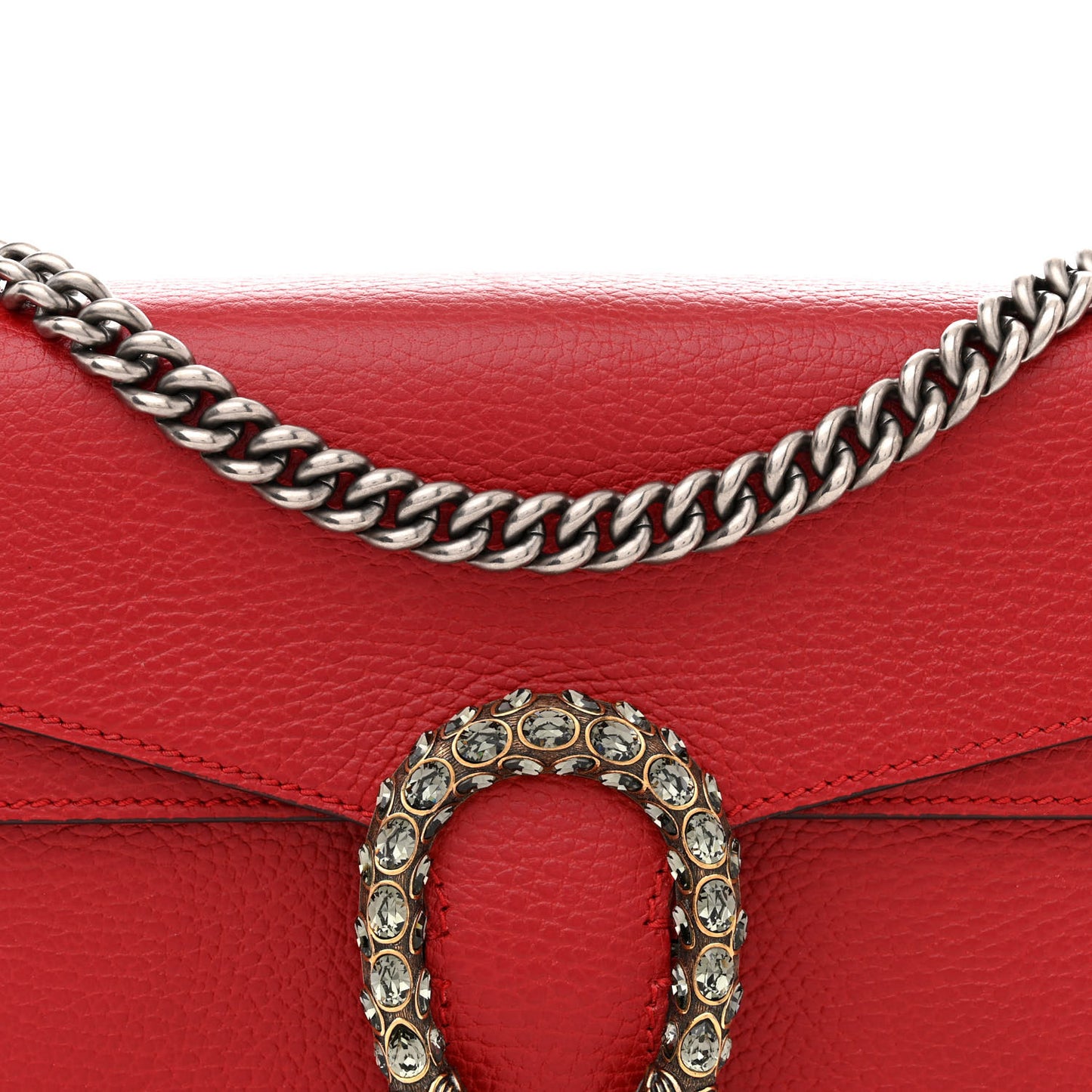 Dollar Calfskin Swarovski Crystal Small Dionysus Shoulder Bag Hibiscus Red
