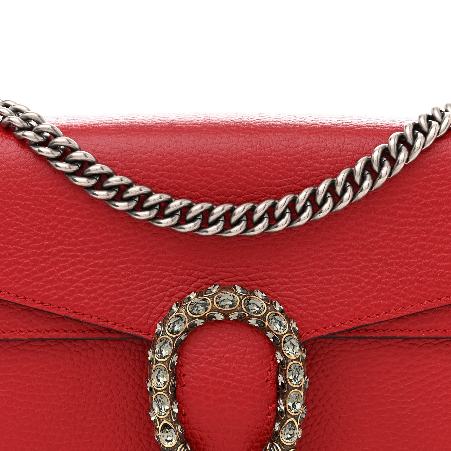 Gucci Dollar Calfskin Swarovski Crystal Small Dionysus Shoulder Bag Hibiscus Red 11 of 17