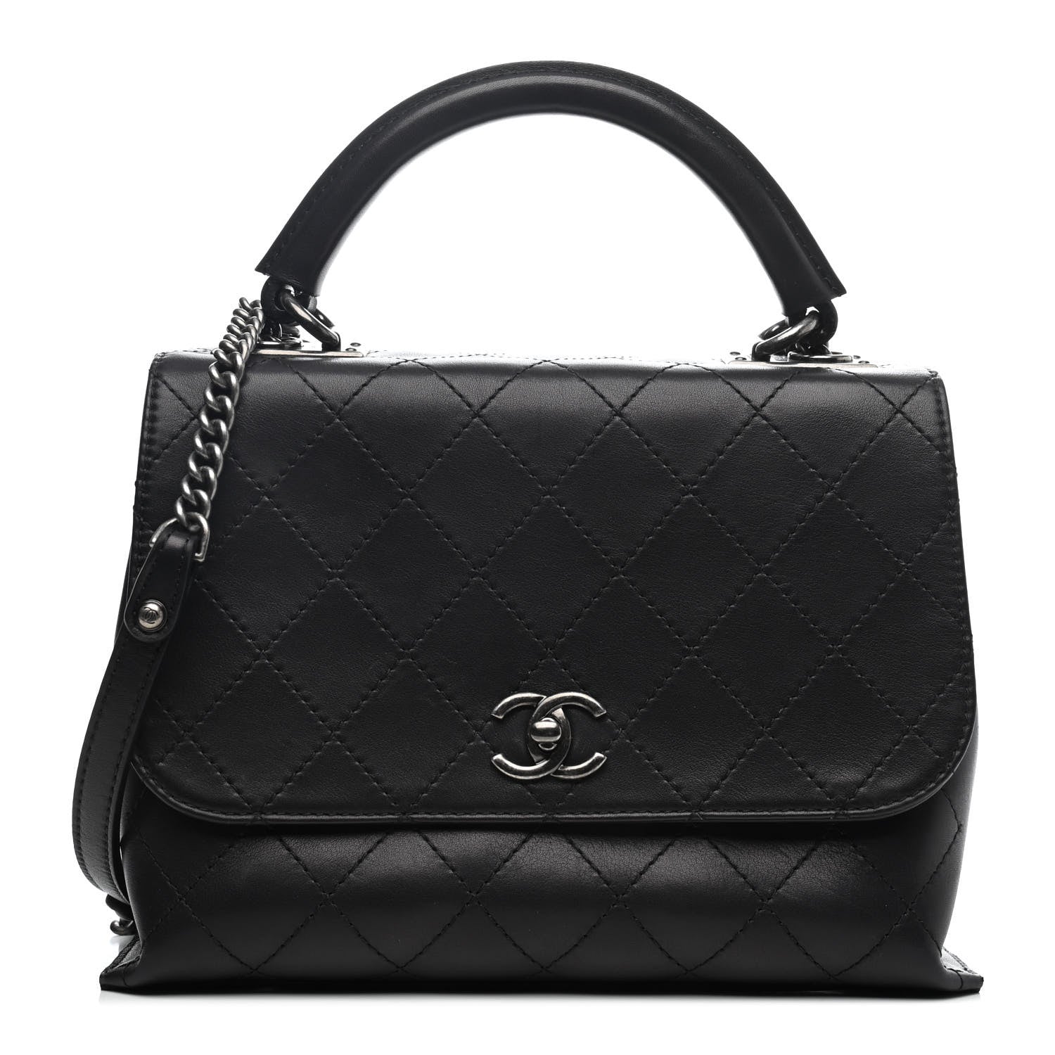 Chanel Calfskin Stitched Urban Luxury Top Handle Bag Black 1 of 4