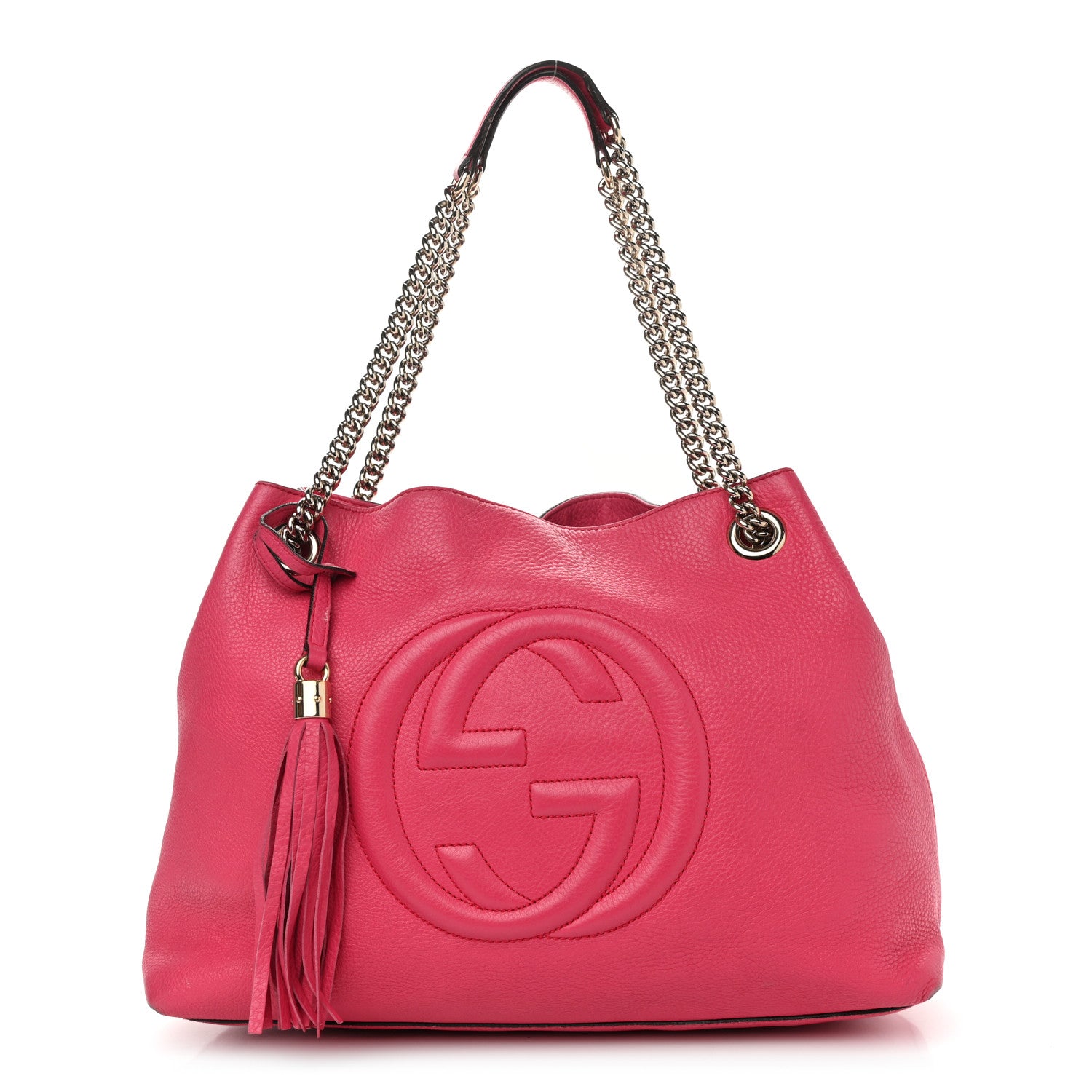 Gucci Pebbled Calfskin Medium Soho Chain Shoulder Bag Pink 1 of 17