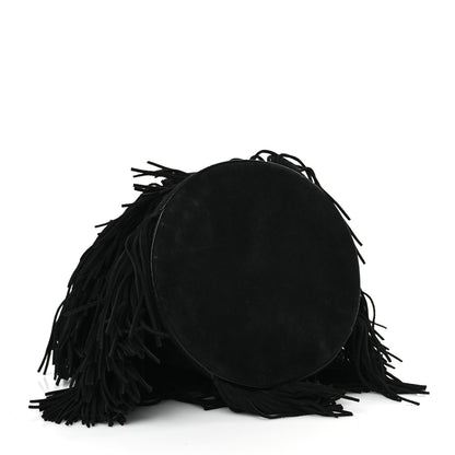 Christian Louboutin Suede Calfskin Fringe Marie Jane Bucket Black 4 of 8