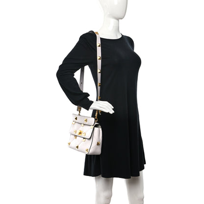 Valentino Garavani Grained Calfskin Medium Roman Stud Shoulder Bag Ivory 2 of 12