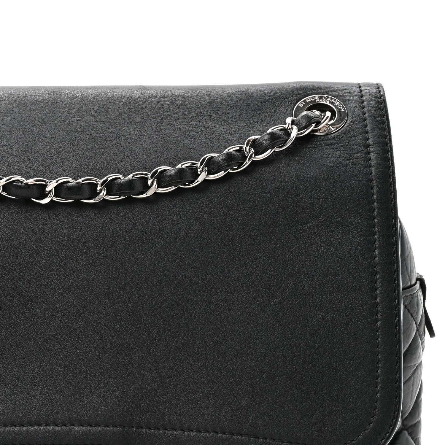 Chanel Aged Calfskin Quilted Easy Zip Flap Bag Black 1821943