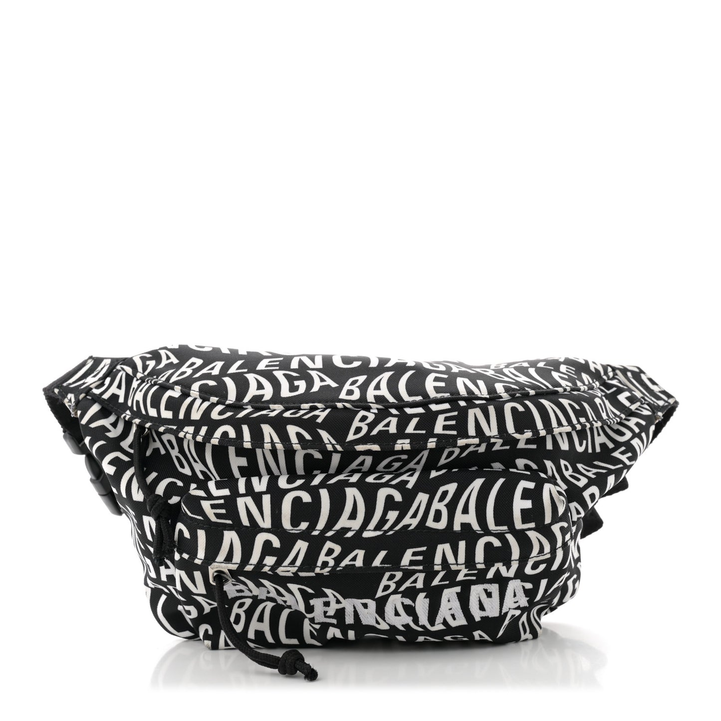 Nylon Wave Logo Print Wheel Beltpack Black White