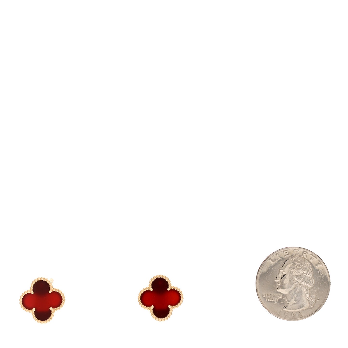 18K Yellow Gold Carnelian Vintage Alhambra Earrings