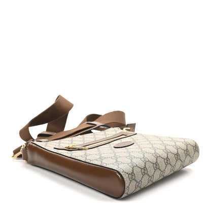 Gucci GG Supreme Monogram Azalea Calfskin Retro Interlocking G Flat Messenger Bag Beige Ebony Brown Sugar 4 of 10