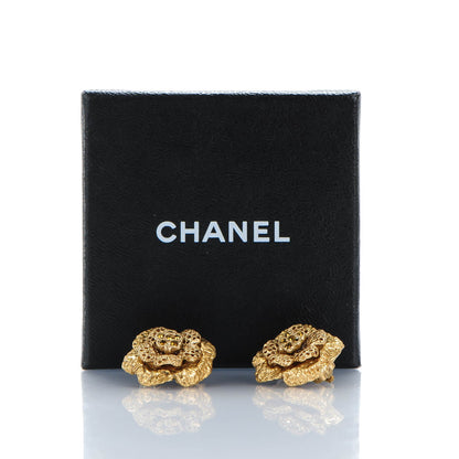 Chanel Camellia Crystal Clip On Earrings Gold 5 of 5