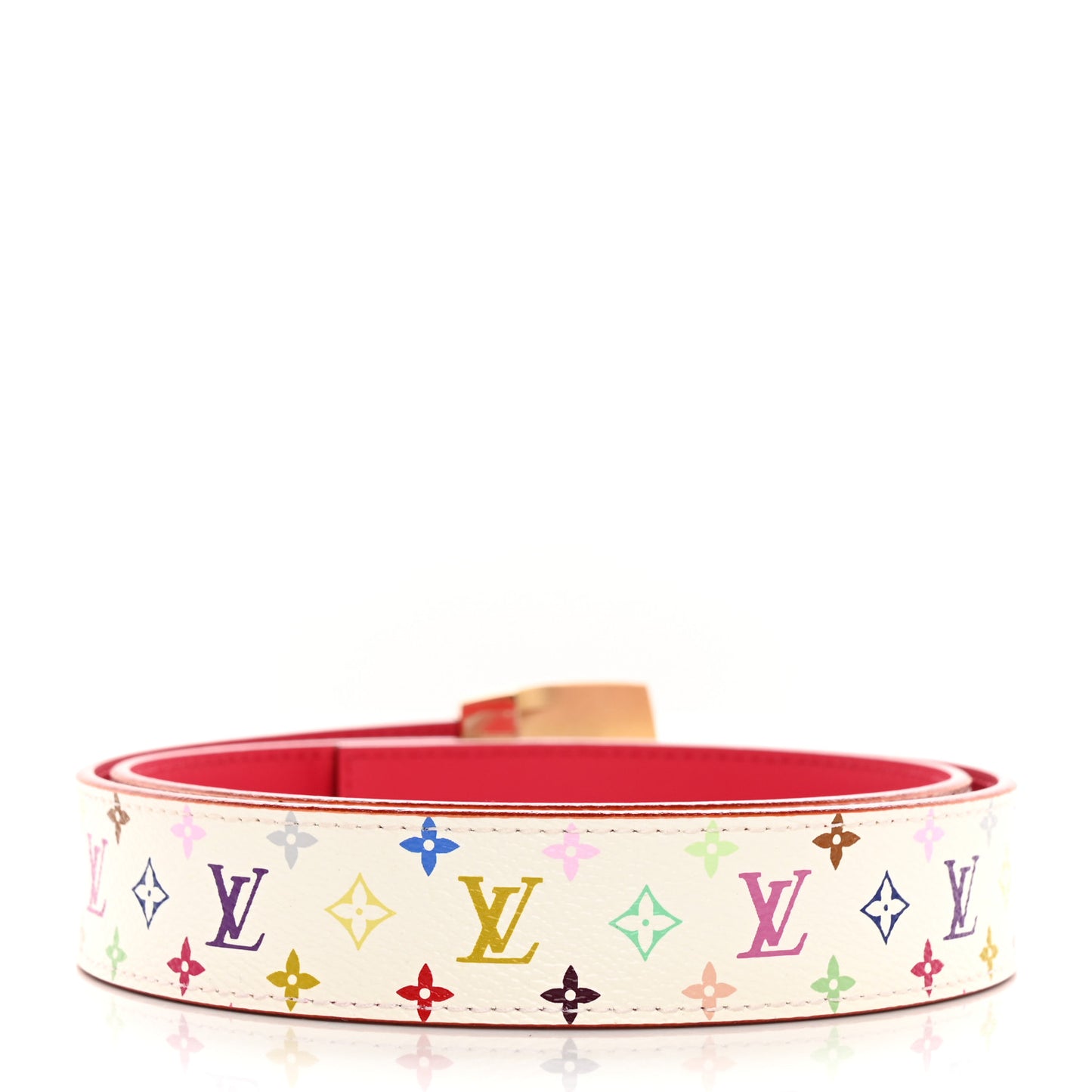 Monogram Multicolor LV Cut Reversible Belt 80 32 White