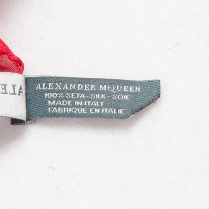 Alexander McQueen Silk Chiffon Skull Scarf Red Black 5 of 5
