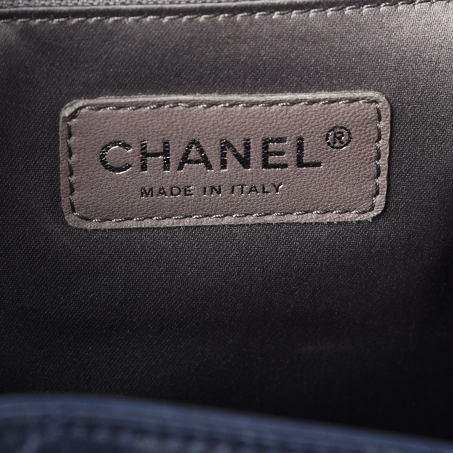 Chanel Lambskin Quilted CC Shopping Tote Navy Blue 6 of 7