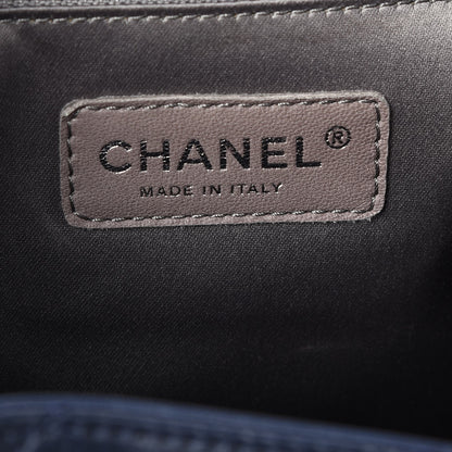 Chanel Lambskin Quilted CC Shopping Tote Navy Blue 6 of 7