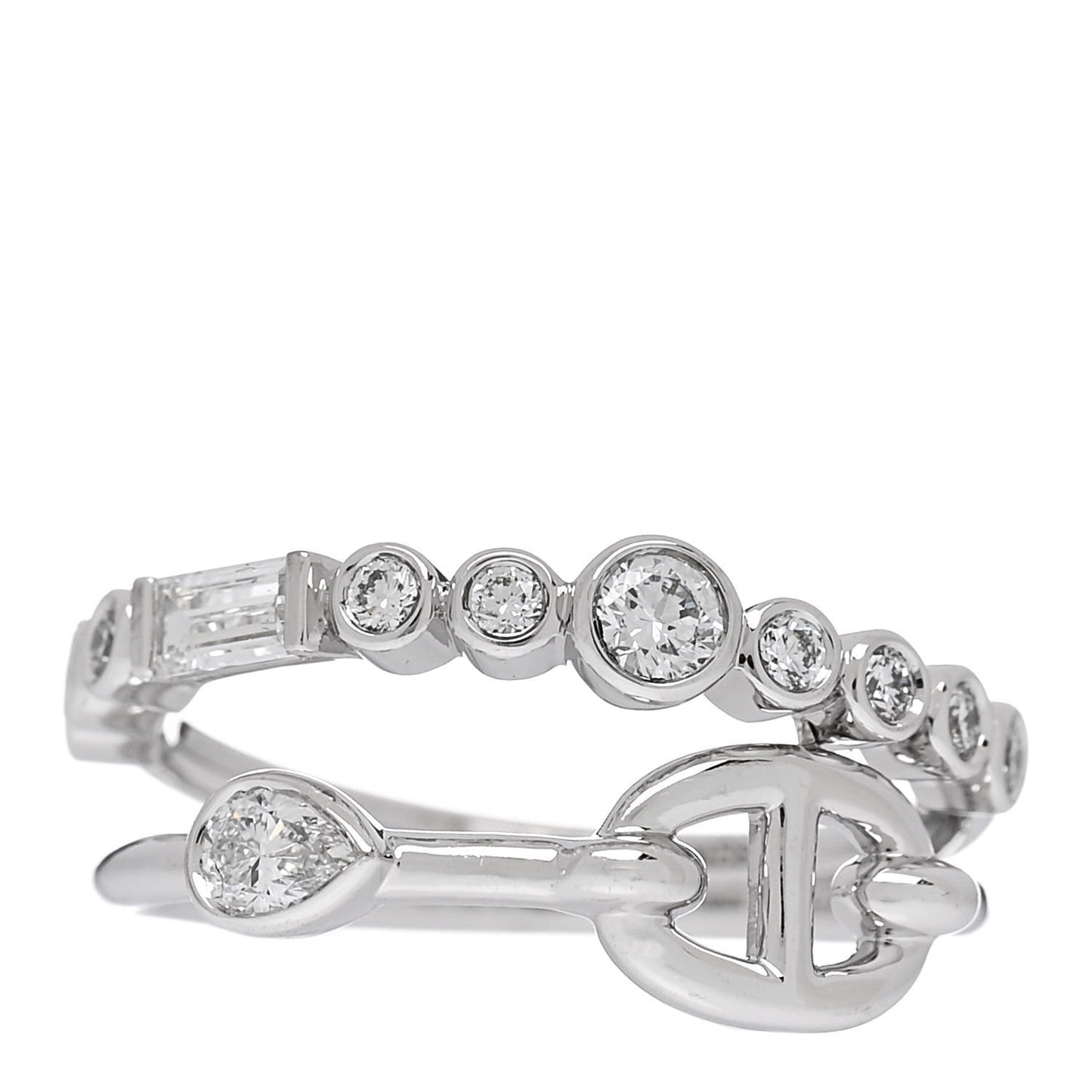 18K White Gold Diamond Chaine D'Ancre Fancy Chaos Ring 52 6
