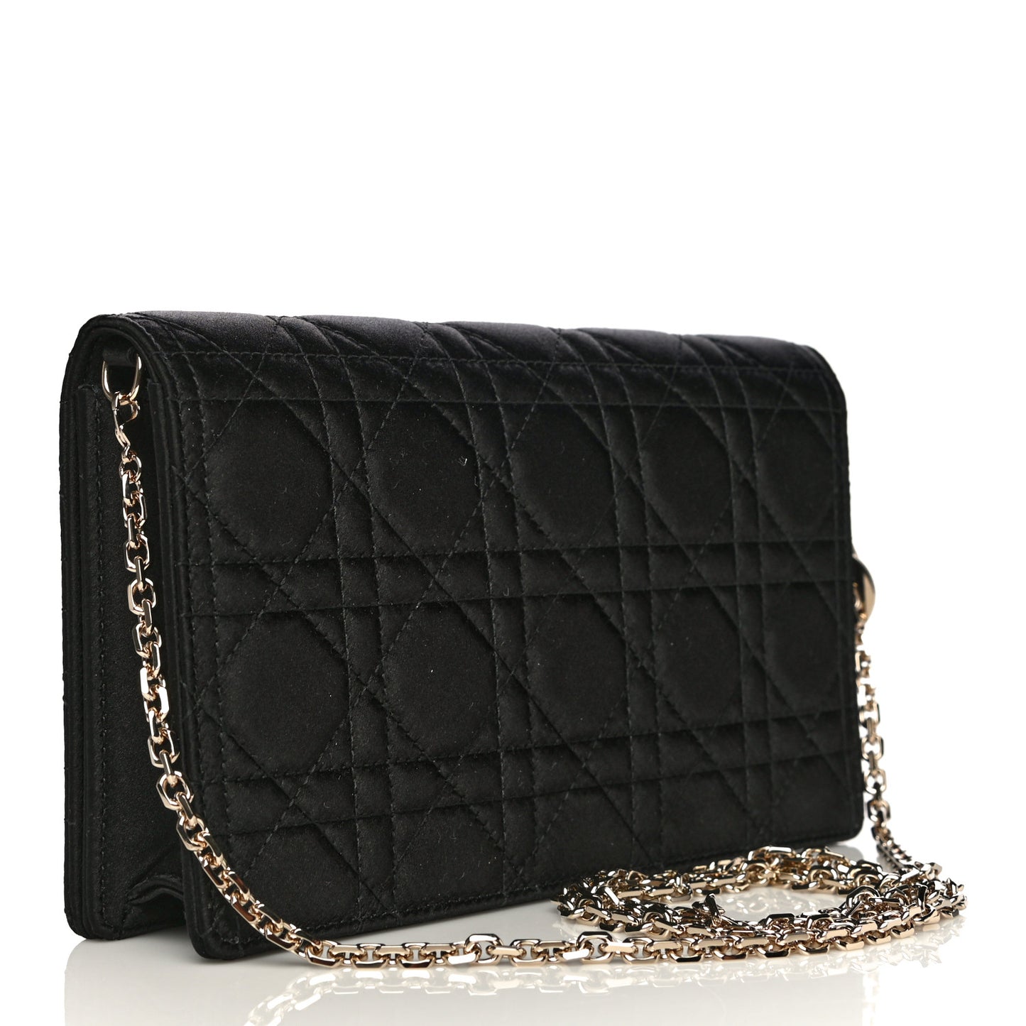 Satin Cannage Lady Dior Clutch Black